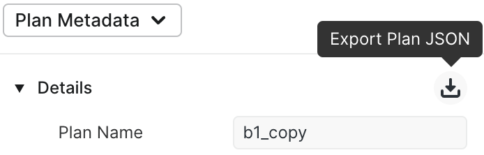 PlanDev UI - Export Plan from Plan Metadata panel