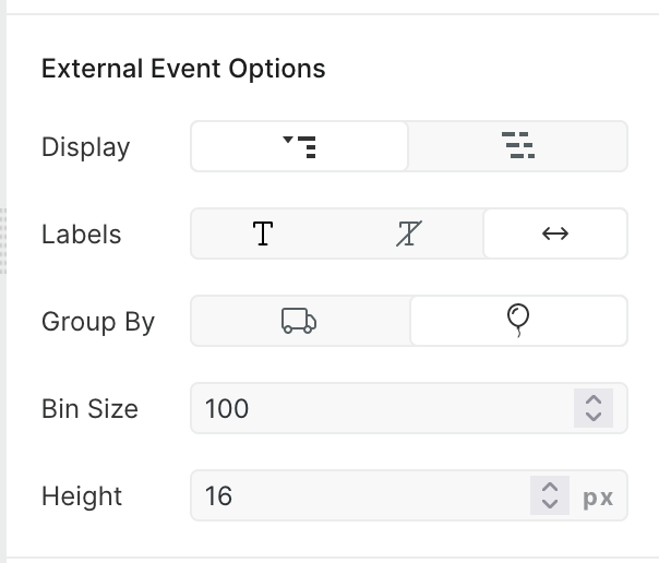 Figure 19: External Event Layer Options