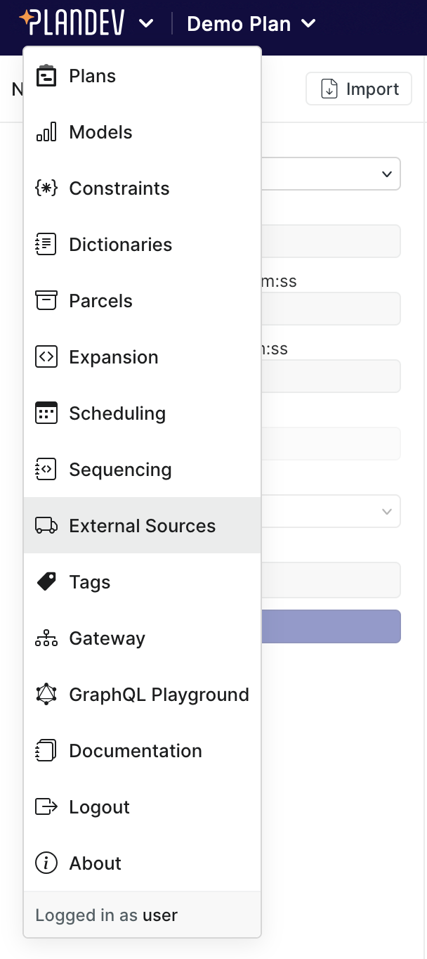 Click 'External Sources' button