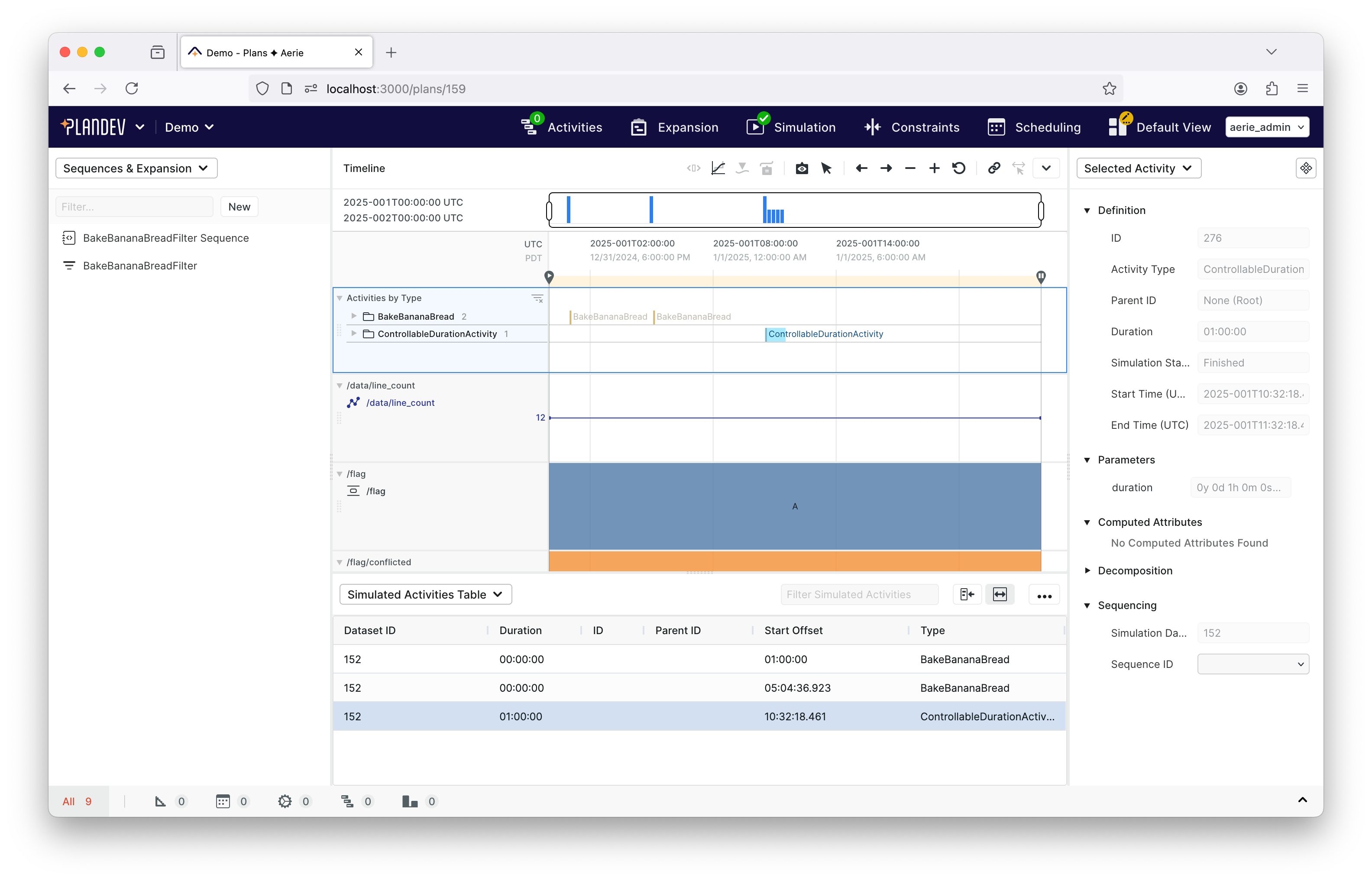 PlanDev UI - Assign a Simulated Activity to a Sequence