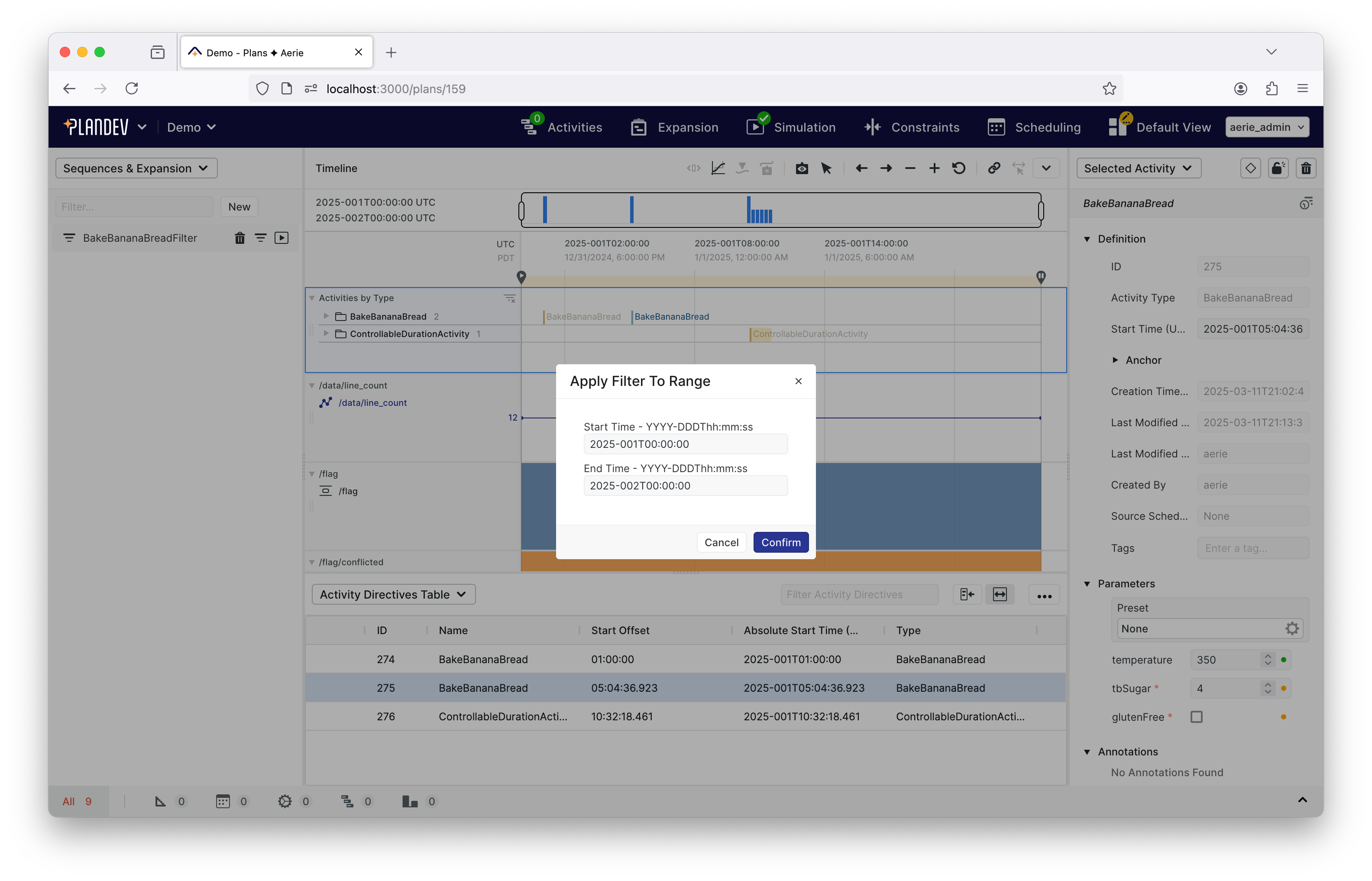 PlanDev UI - Create a Sequence from a Sequence Filter