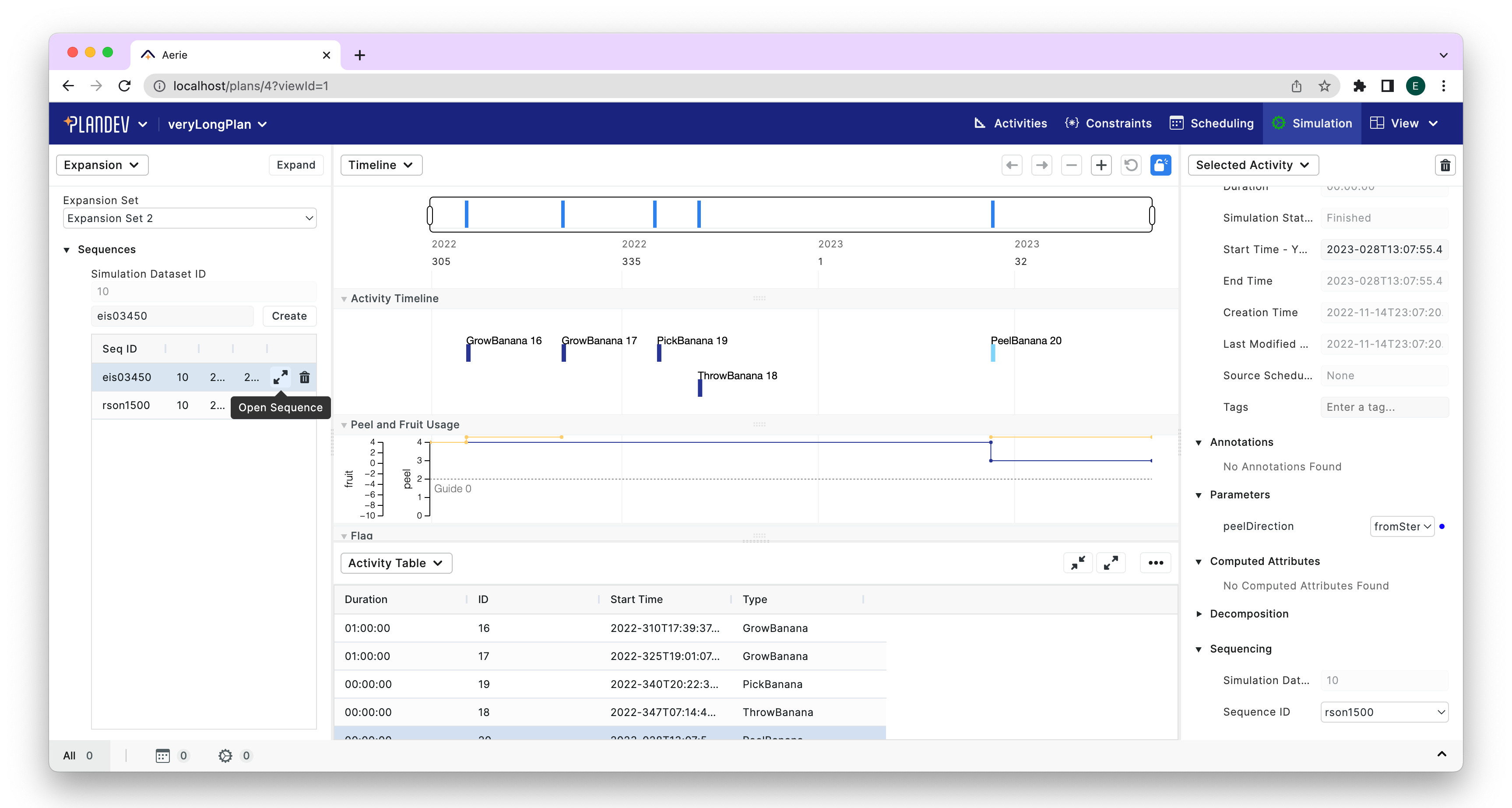 PlanDev UI - Plan View Sequence