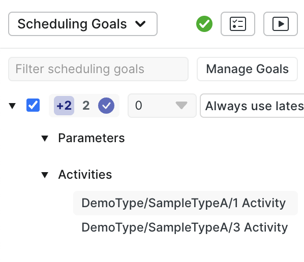 Result from running scheduling goal