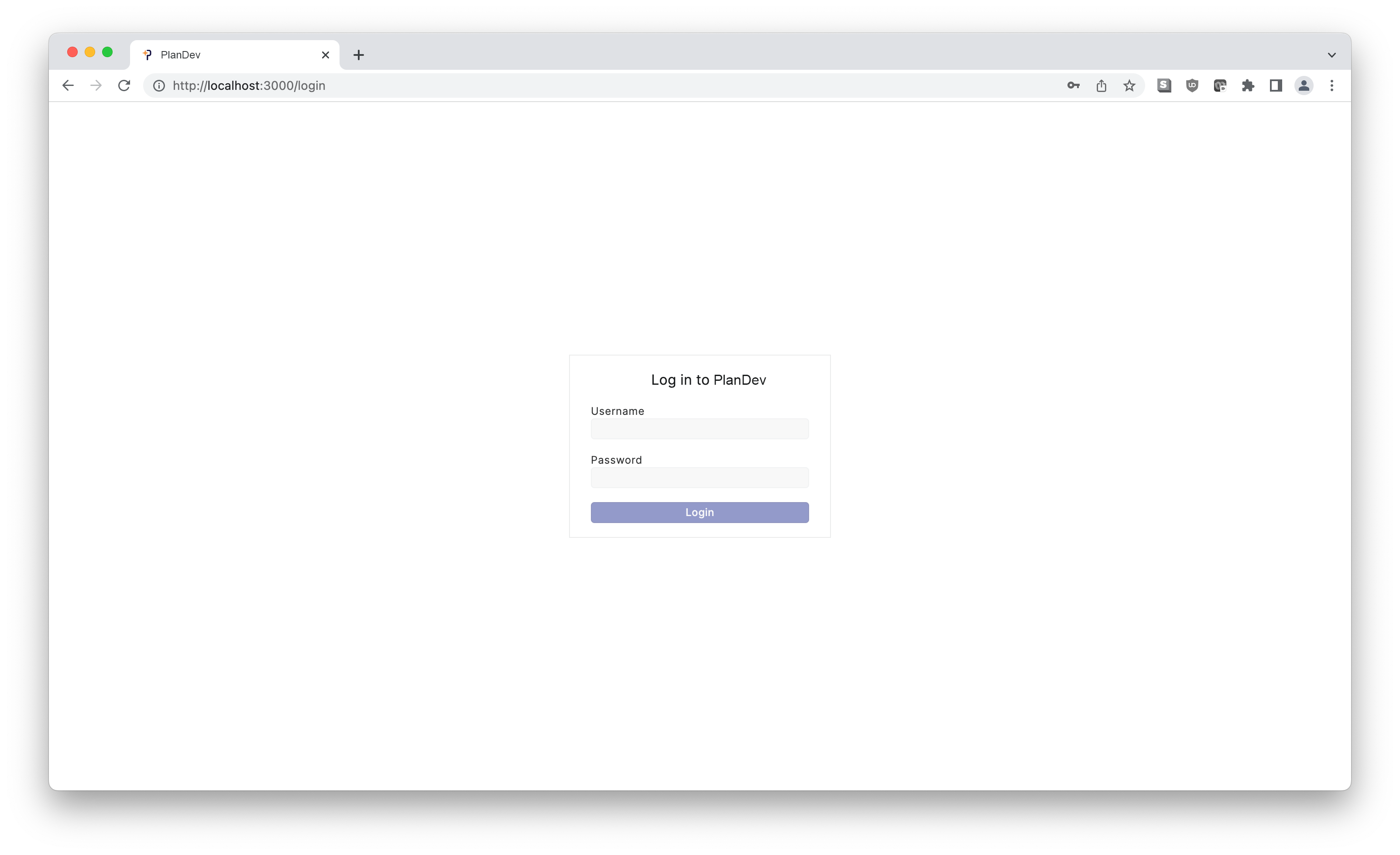 PlanDev UI - Login Page