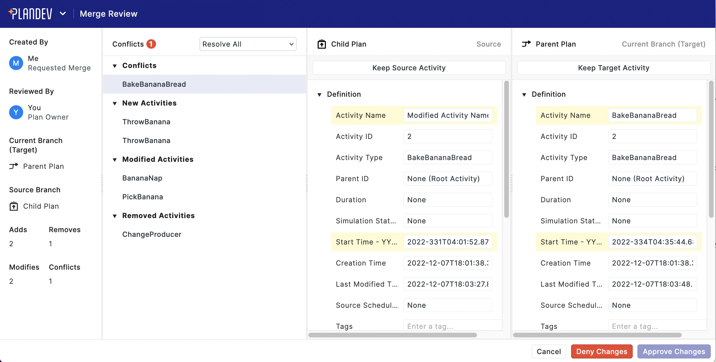 PlanDev UI - Unresolved Conflict